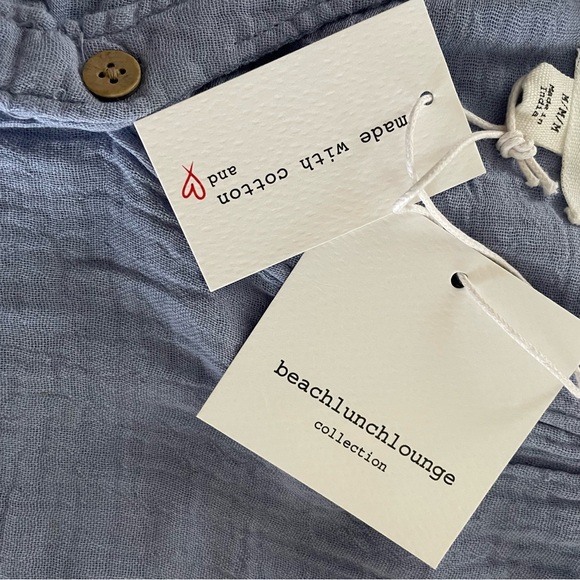 NWT BeachLunchLounge Cotton Gauze Button-Up Short Sleeve Shirt Top, Women’s M - Picture 6 of 12